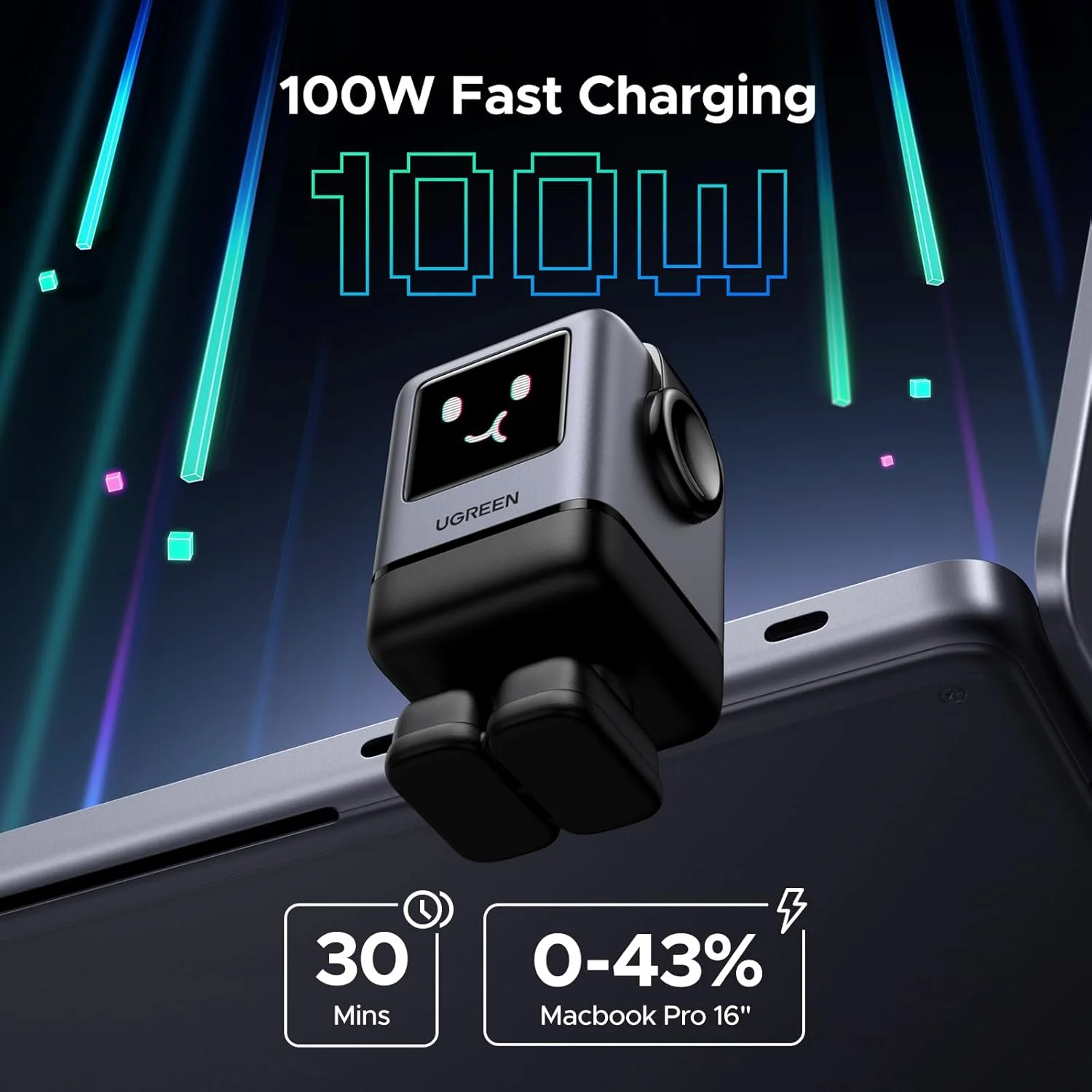 UGREEN 45514B UNO RG 4-PORT 100W ROBOT GAN FAST CHARGER - Image 2