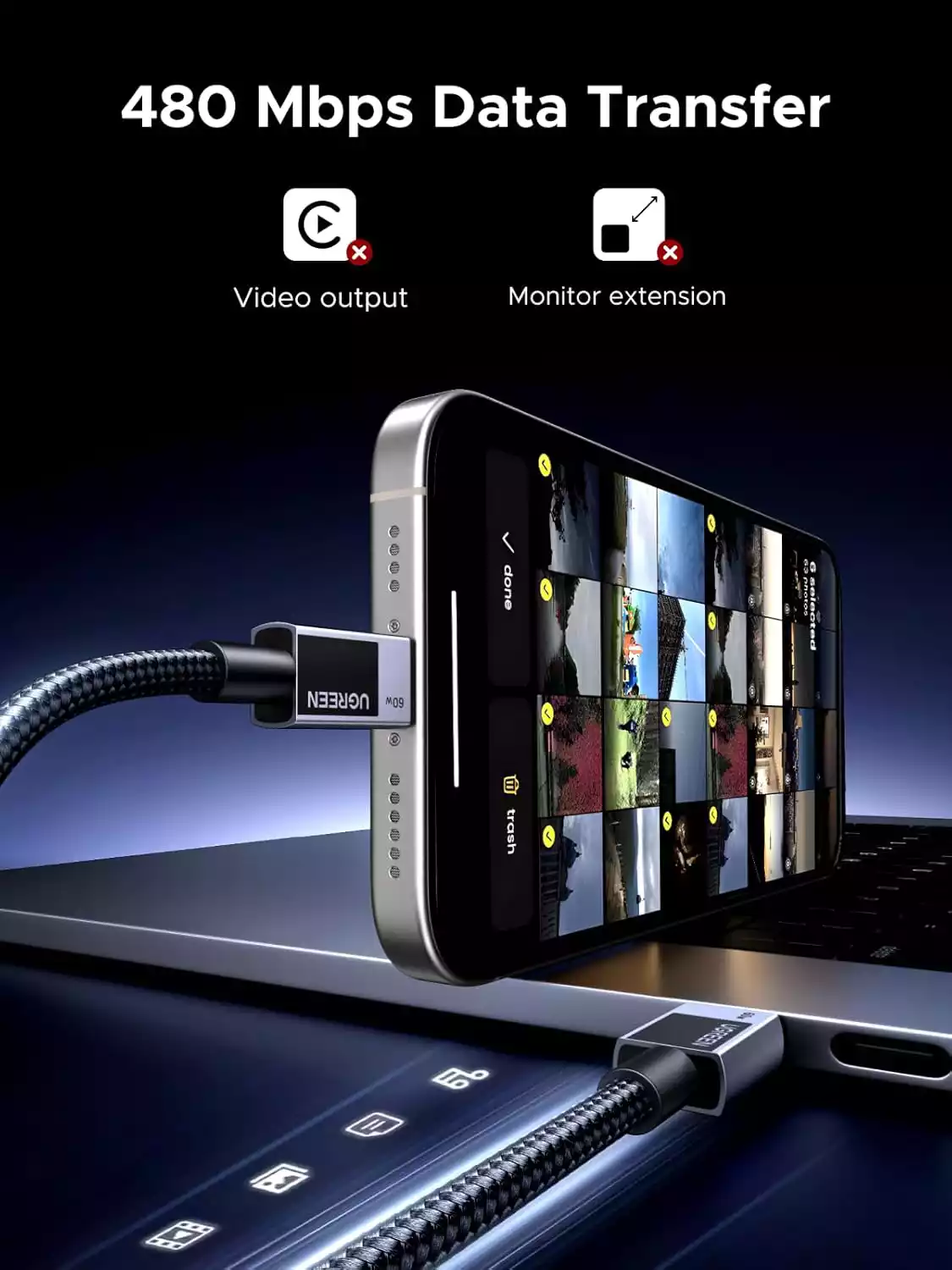 Ugreen 55775 60W USB C to USB C PD Fast Charging Cable 2m - Image 5