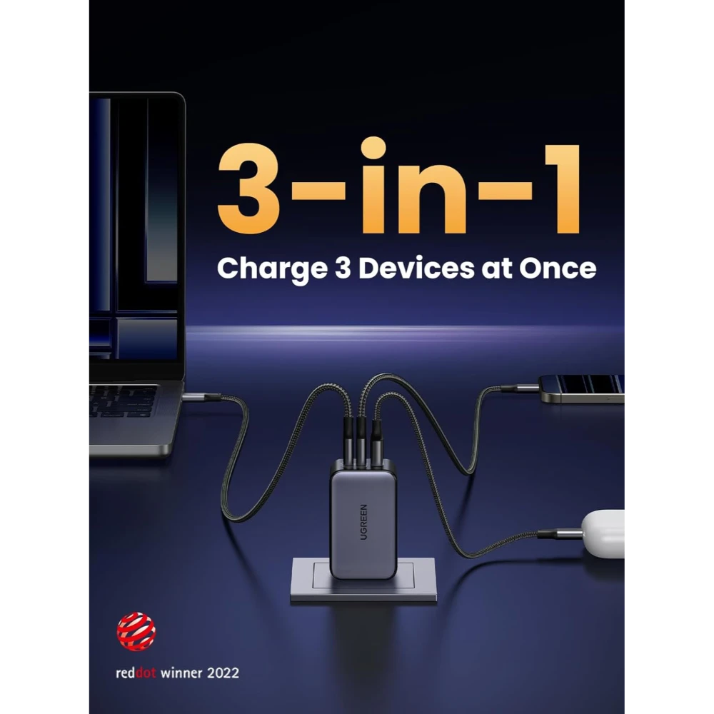 UGREEN 20700 65W 3-PORT GAN FAST CHARGER (USB-CX2 USB-AX1) US - Image 6
