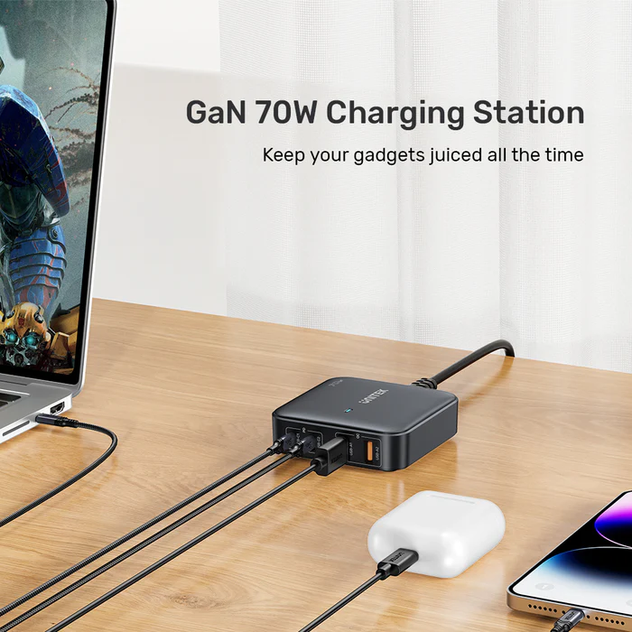 UNITEK P1228ABK01-EU 70W PD3.0 DESKTOP GAN CHARGING STATION (2XUSB-C / 2XUSB-A) - Image 8