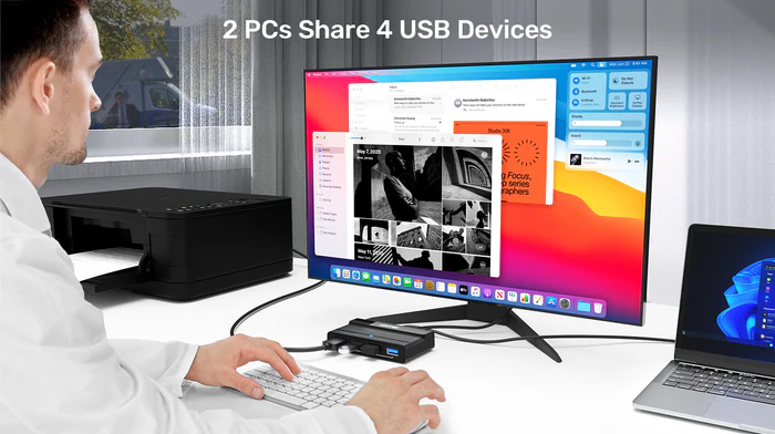 UNITEK H1310A 4-PORT USB 3.0 SWITCH BOX 2-USB-C PCS TO SHARE 4-USB-A 3.0 PORTS - Image 6