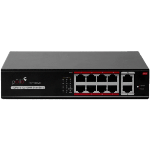 POLLO PLN-1108MB 8-Port PoE Switch with 2 Uplink Ports