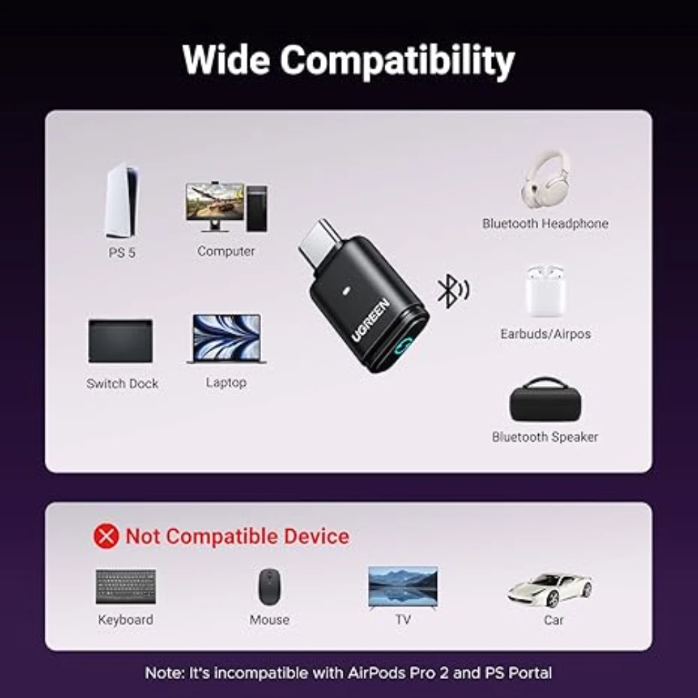 UGREEN 45008 USB C Bluetooth 5.3 Audio Adapter - Image 6