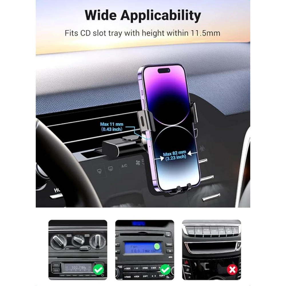 UGREEN 50396 Car Phone Holder CD Slot Auto Lock Gravity Car Mount Cradle Adjustable In Car Mobile Stand - Image 6