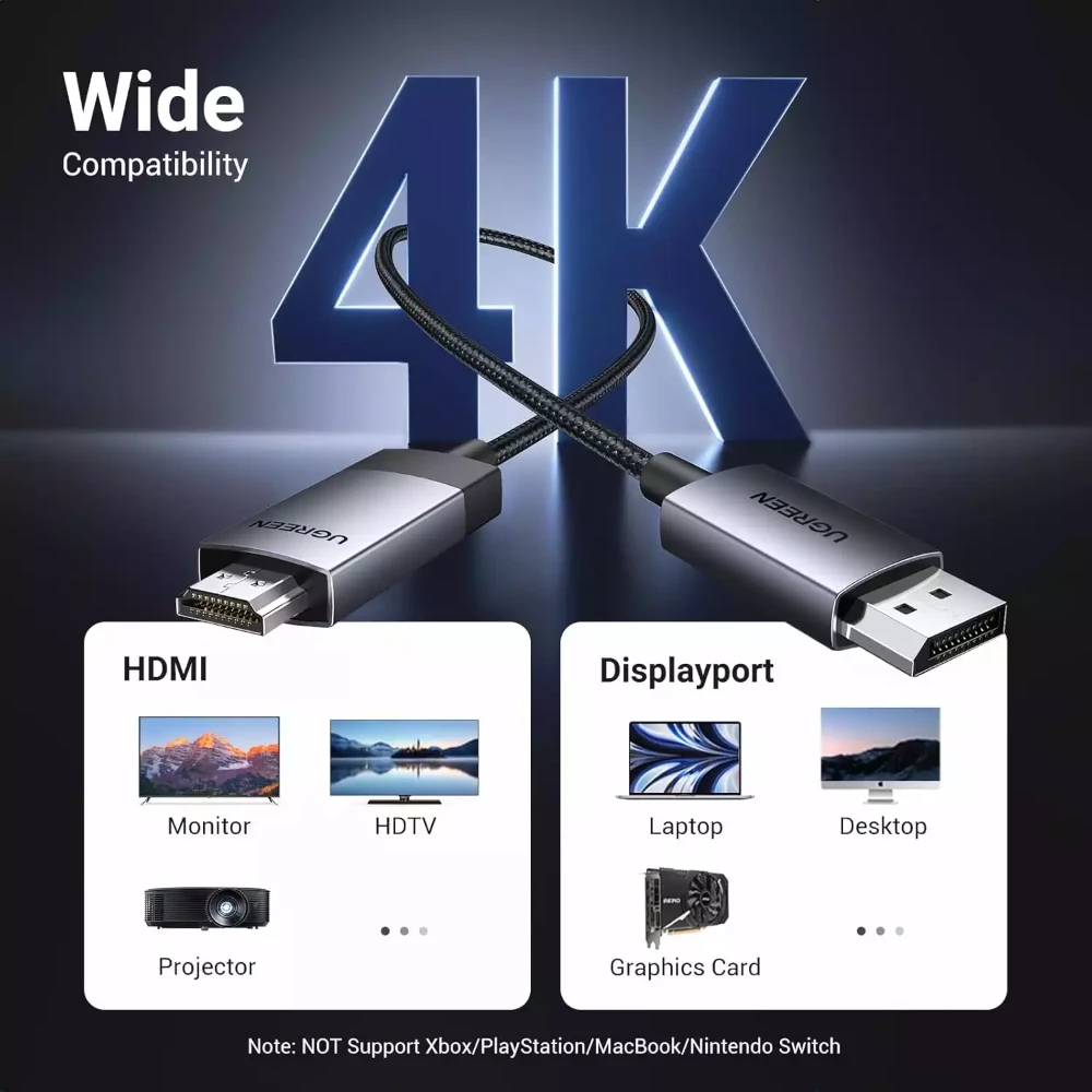 UGREEN 25491 DISPLAYPORT TO HDMI CABLE 4K@60Hz 3M - Image 4