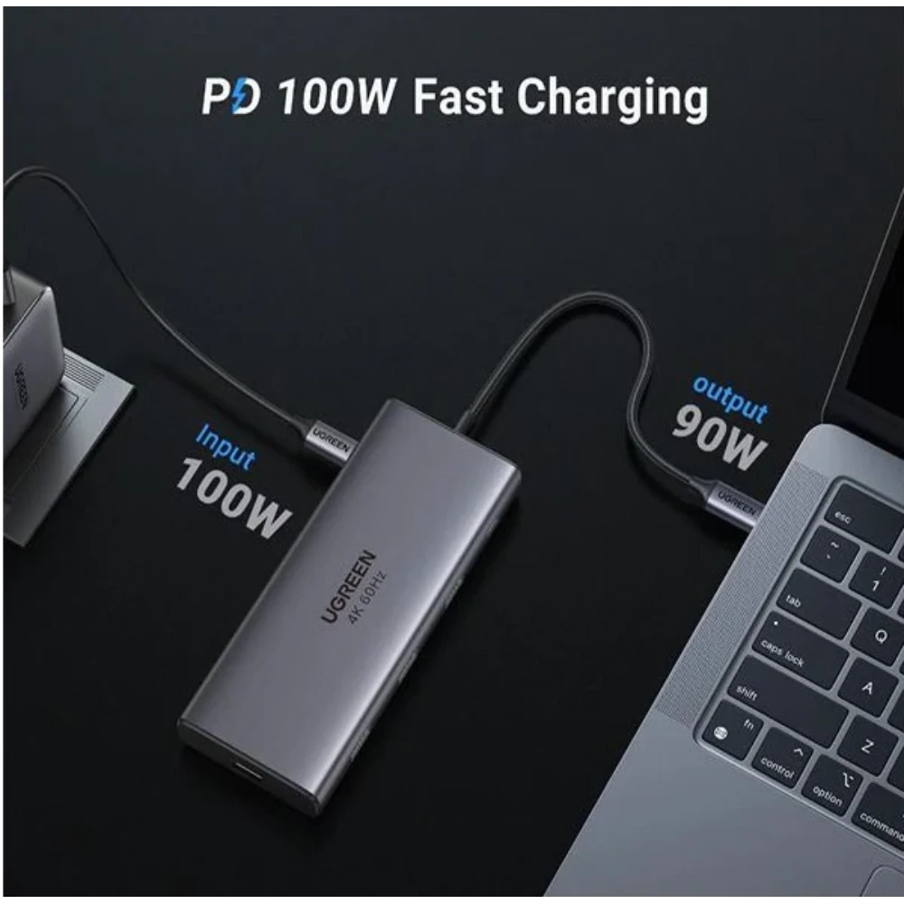 UGREEN 45380 10-in-1 USB-C Docking Station Dual 4K@60Hz HDMI, 100W PD, Gigabit Ethernet - Image 3