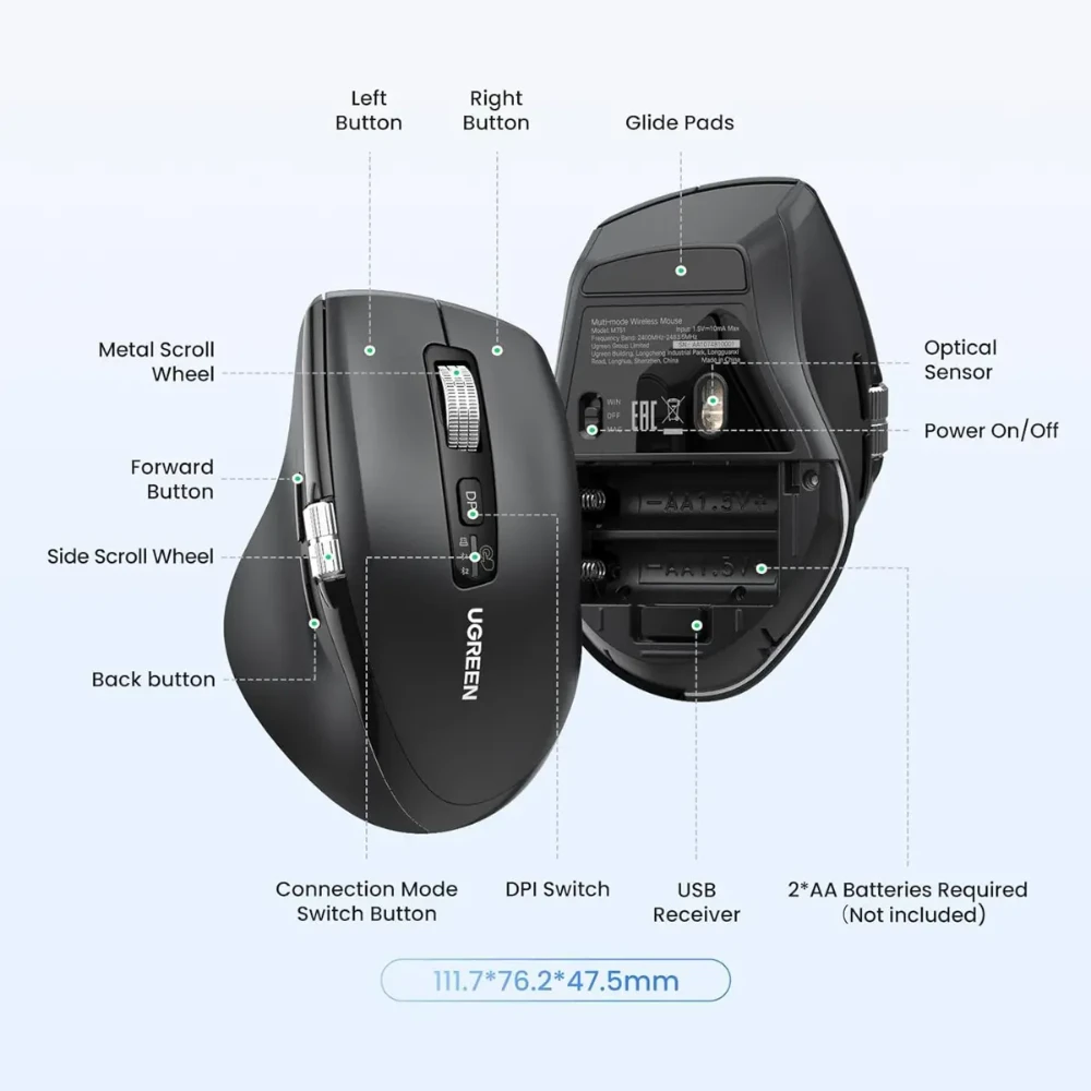 UGREEN 45792 MULTI MODE WIRELESS MOUSE - Image 5