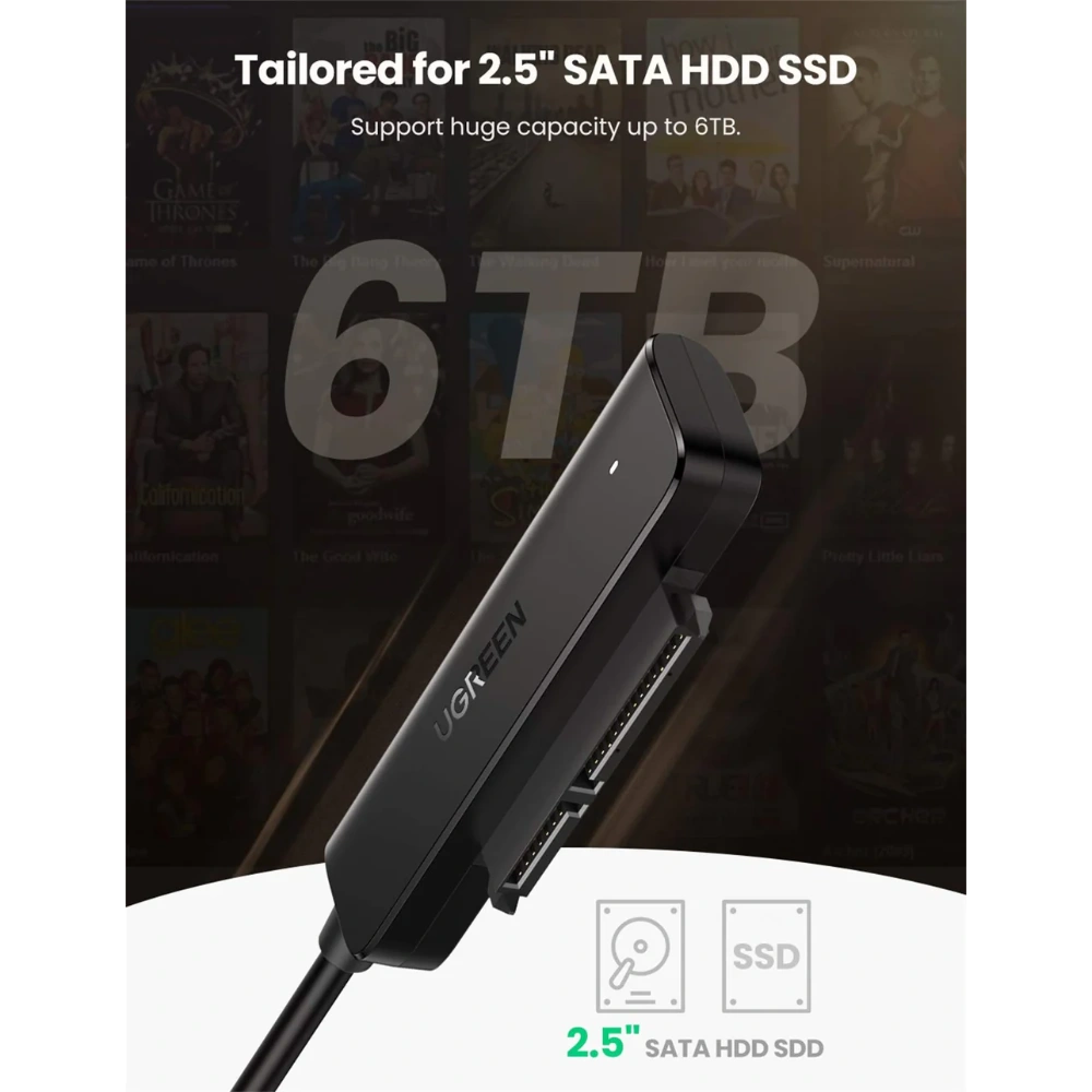 UGREEN 70609 SATA to USB 3.0 Adapter Cable for 2.5" HDD/SSD – 5Gbps, UASP - Image 6
