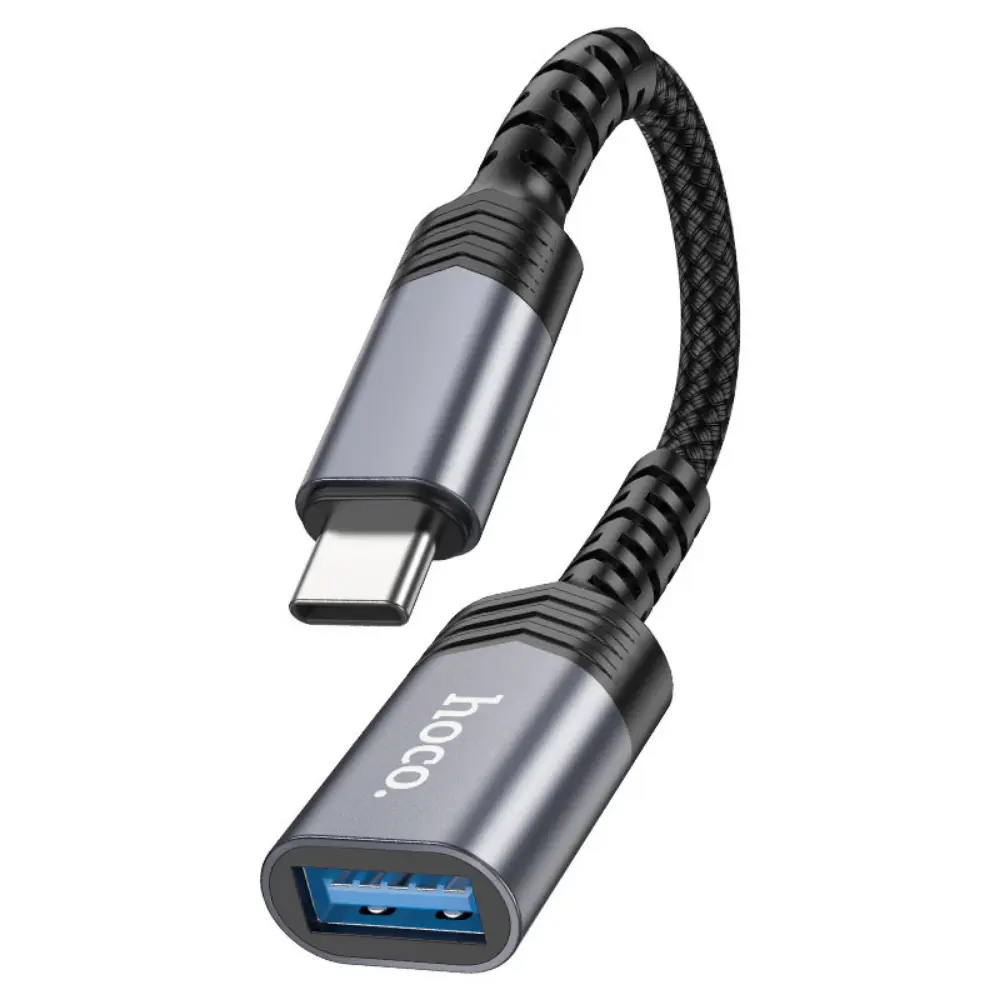 HOCO UA24 USB-C to USB-A 3.0 OTG Converter Adapter Metal Gray