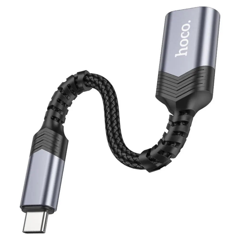 HOCO UA24 USB-C to USB-A 3.0 OTG Converter Adapter Metal Gray - Image 2