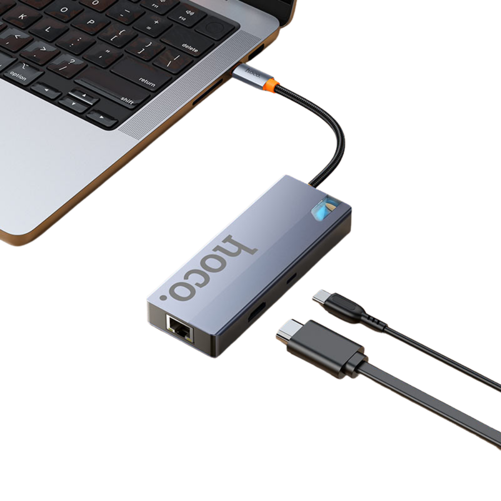 HOCO HB51 6-in-1 USB-C Hub – 3xUSB-A, 4K HDMI, LAN 100Mbps, PD 100W - Image 5