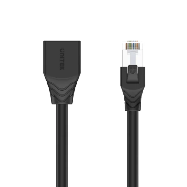 UNITEK C1896BK Cat6 STP Ethernet Extension Cable 2M RJ45 Shielded 1Gbps 250MHz Gold-Plated Port Saver