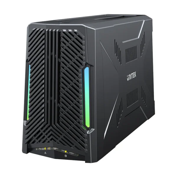 UNITEK S1234B01-EU USB-C SSD/HDD Docking Station M.2 PCIe NVMe & SATA 2.5/3.5 inch 10Gbps Active Cooling RGB