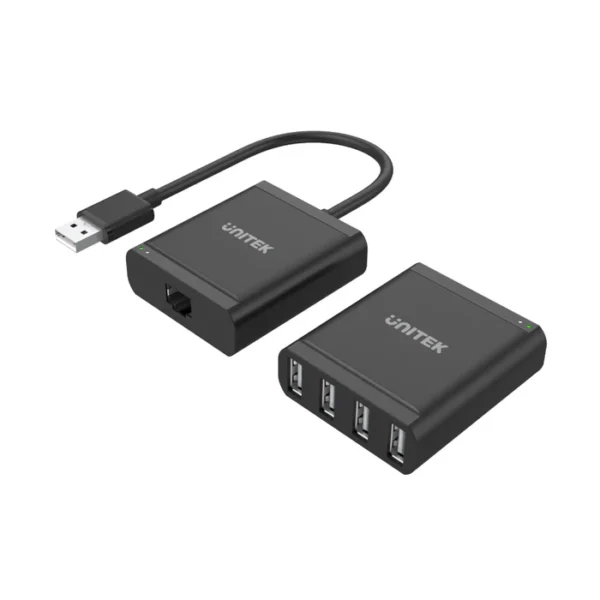 UNITEK Y-2516 USB 2.0 Extender over RJ45 Cat6/Cat5e 4-Port Hub 480Mbps Up to 60M for PC Camera Printer