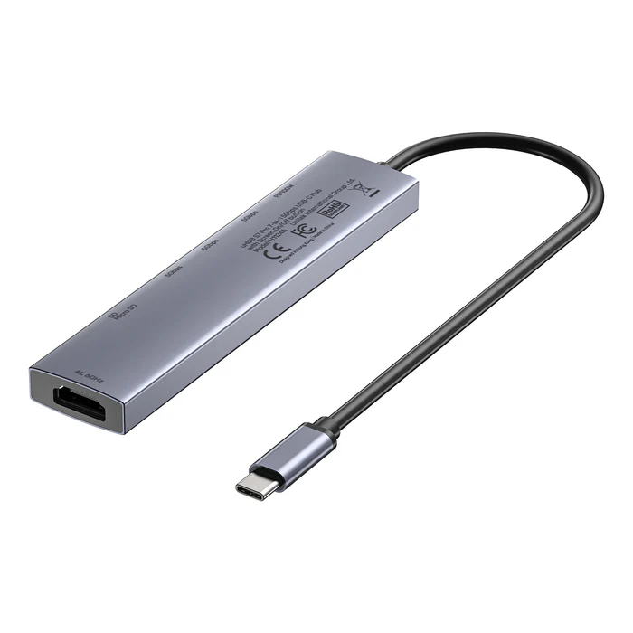 UNITEK H1124AGY01 uHUB S7 Pro 7-in-1 USB-C Hub 4K@60Hz HDMI 5Gbps Data 100W PD Dual Card Reader Screen On/Off Button - Image 2
